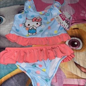 Hello Kitty Kids Bikini - Blue and Pink Polka Dots